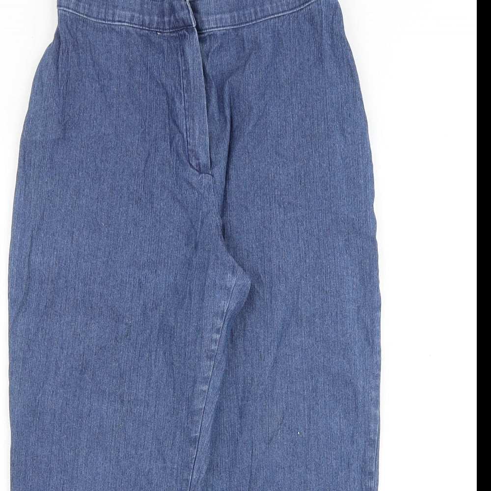 Marks and Spencer Womens Blue Cotton Straight Jeans Size 10 Regular Zip