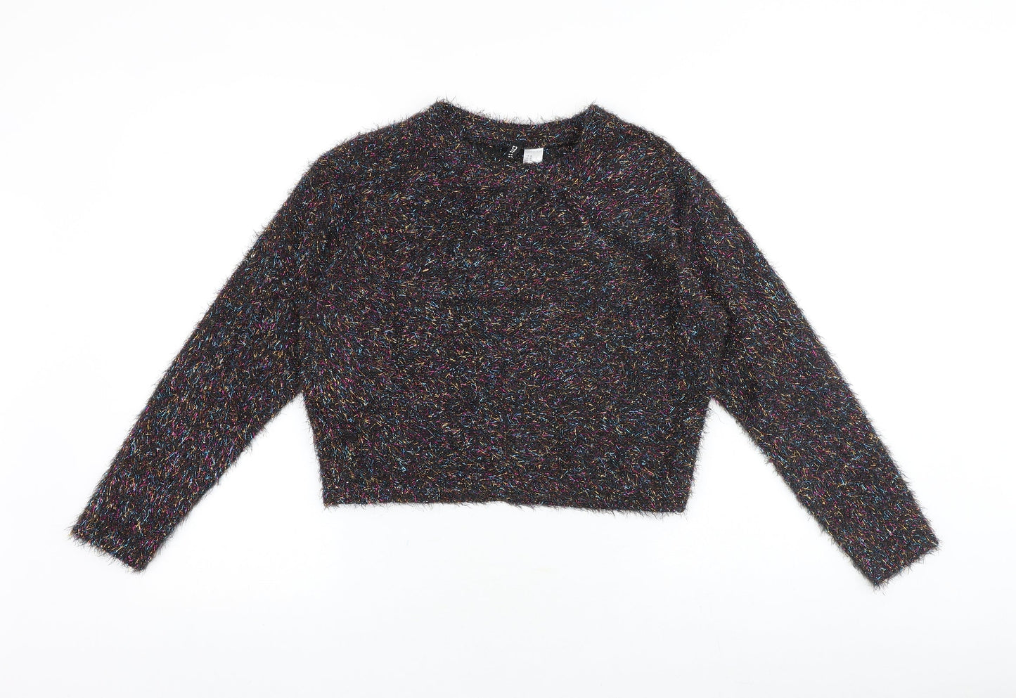 H&M Womens Multicoloured Round Neck Polyester Pullover Jumper Size M