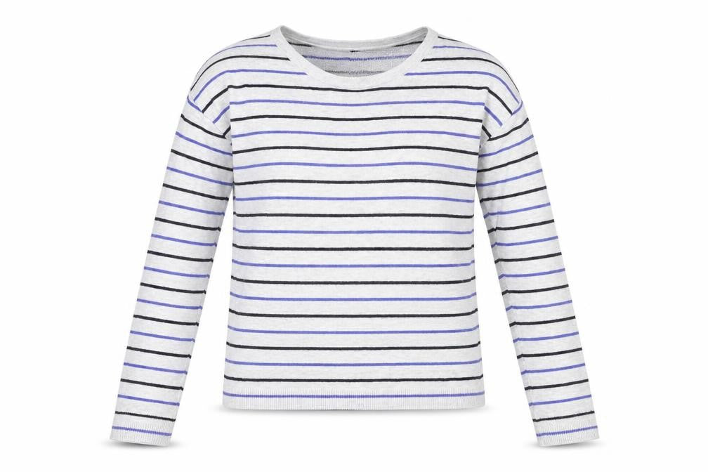 Gap Womens Grey Scoop Neck Striped Cotton Pullover Jumper Size S
