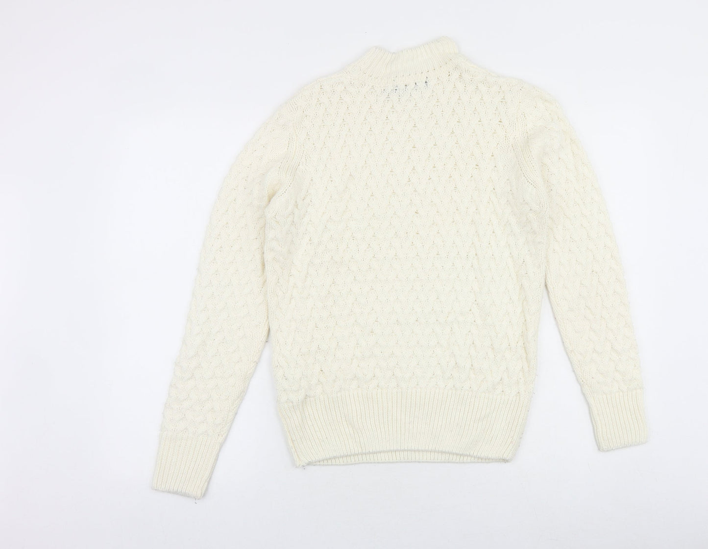 QED London Womens White High Neck Acrylic Pullover Jumper Size S