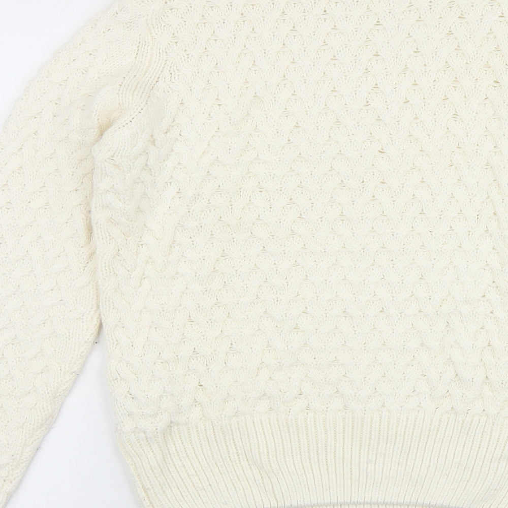 QED London Womens White High Neck Acrylic Pullover Jumper Size S