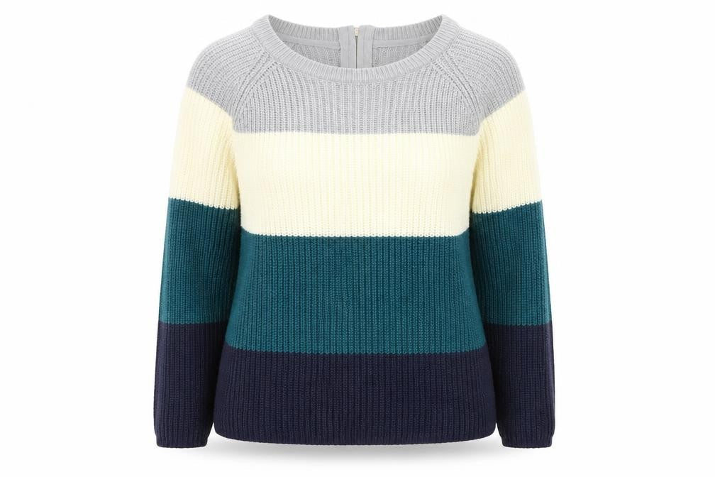 Intuition Womens Multicoloured Scoop Neck Striped Acrylic Pullover Jumper Size 12