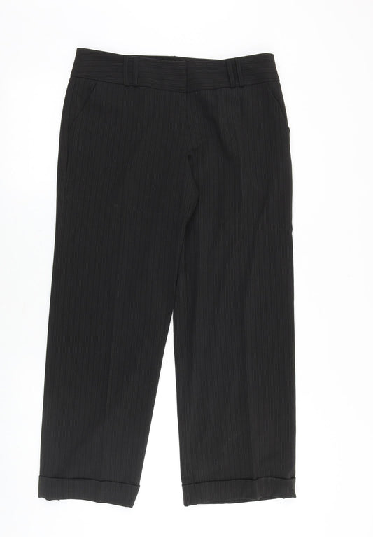 Dorothy Perkins Womens Brown Striped Polyester Trousers Size 12 Regular Zip