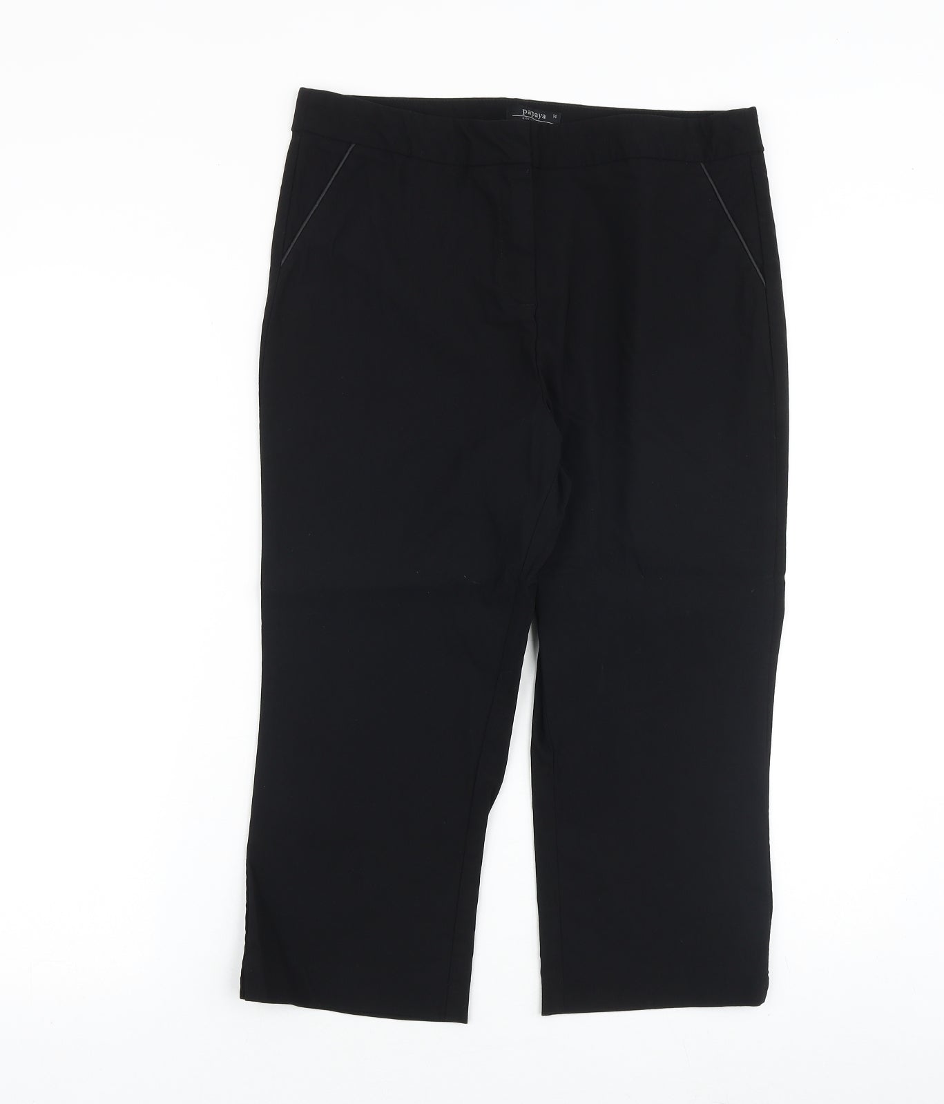Papaya Womens Black Polyester Trousers Size 14 Regular Zip