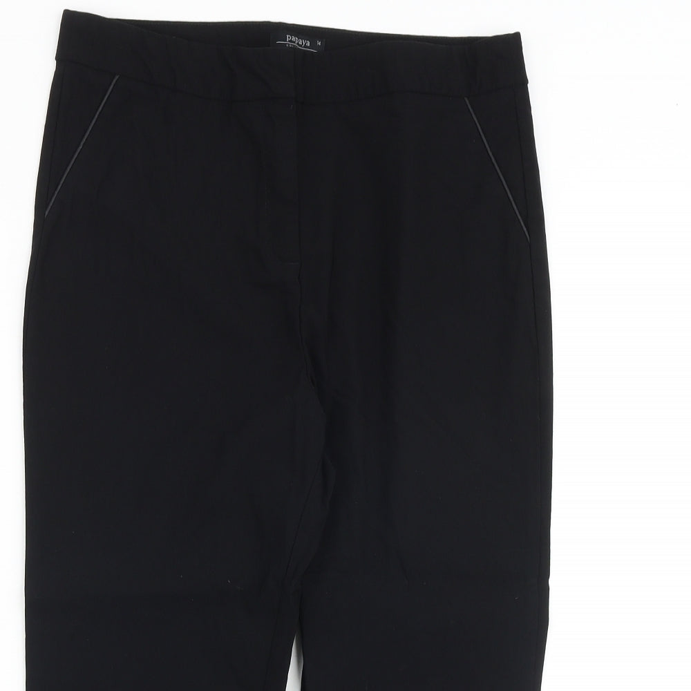 Papaya Womens Black Polyester Trousers Size 14 Regular Zip