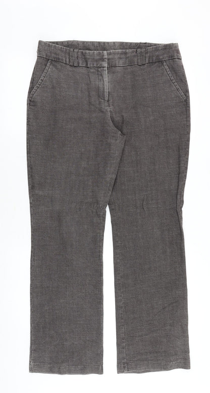 Principles Womens Grey Cotton Trousers Size 34 in Regular Zip