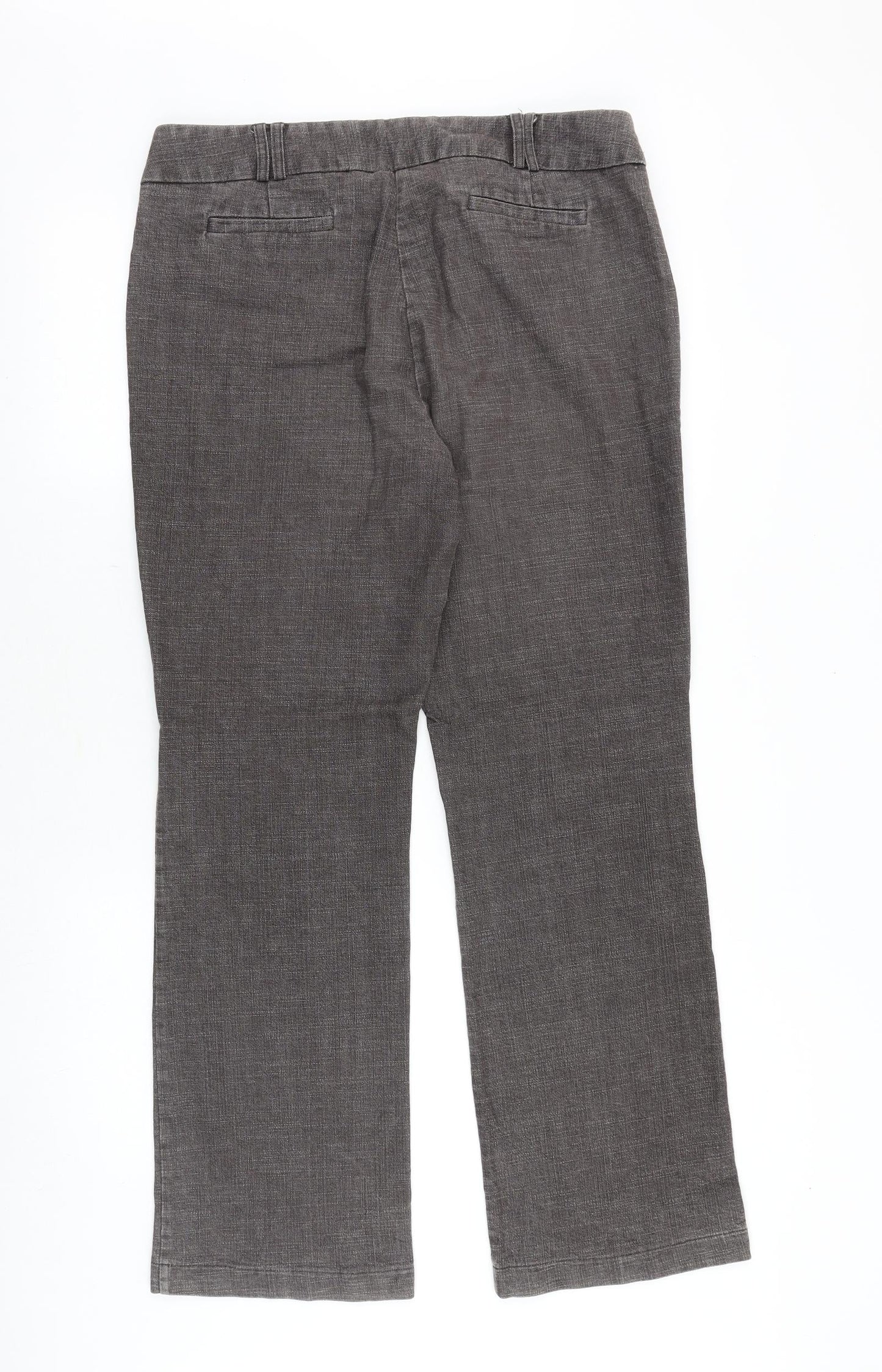 Principles Womens Grey Cotton Trousers Size 34 in Regular Zip