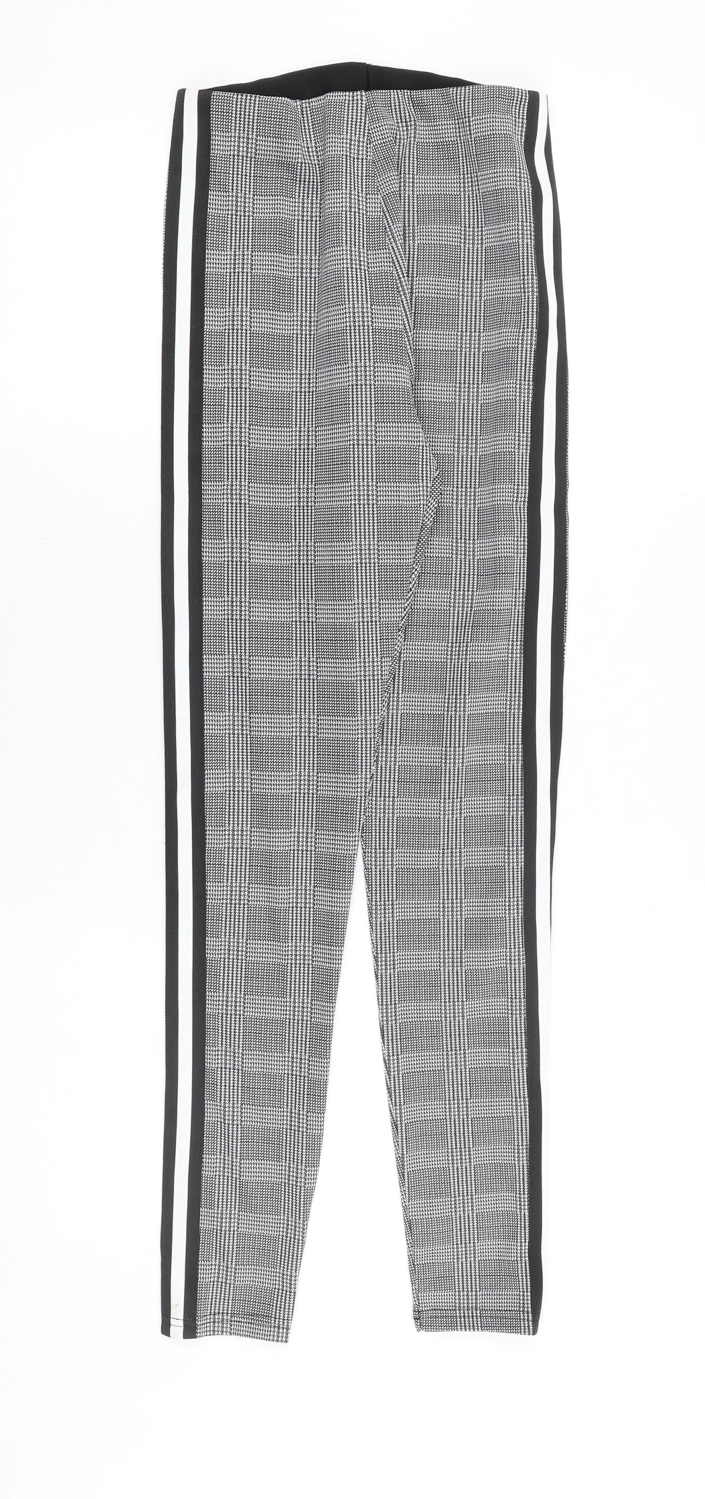 Preworn Womens Black Plaid Cotton Trousers Size S Slim