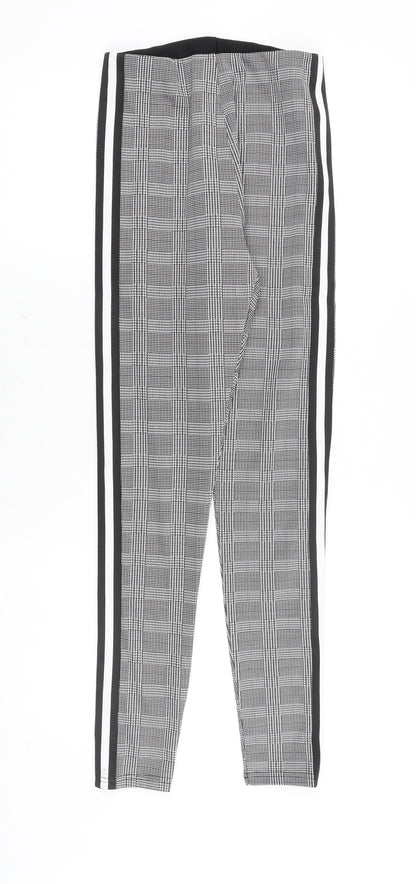 Preworn Womens Black Plaid Cotton Trousers Size S Slim