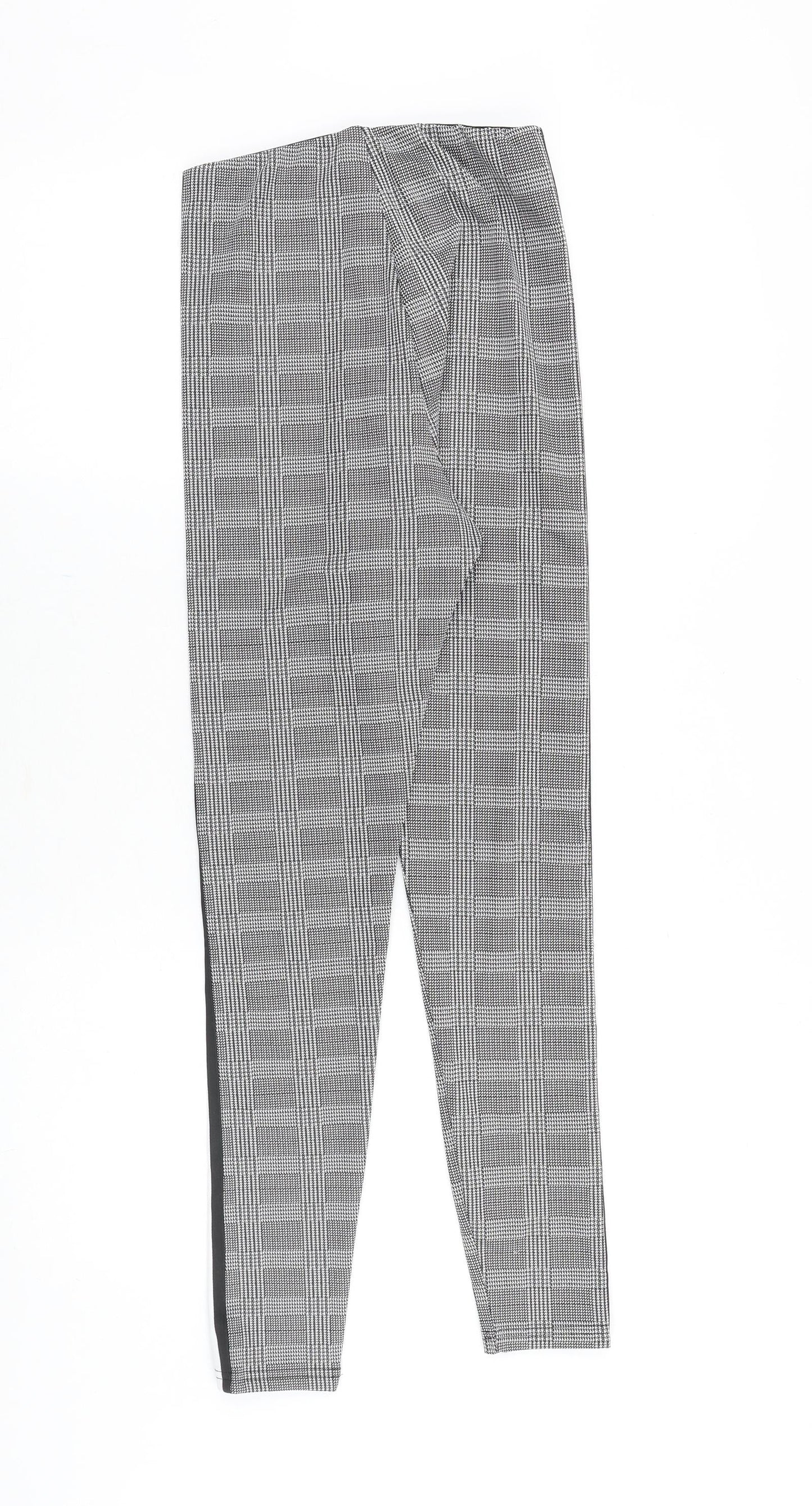 Preworn Womens Black Plaid Cotton Trousers Size S Slim