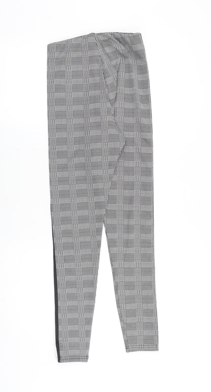 Preworn Womens Black Plaid Cotton Trousers Size S Slim
