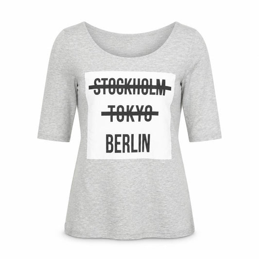 H&M Womens Grey Cotton Basic T-Shirt Size S Scoop Neck - Stockholm Tokyo Berlin