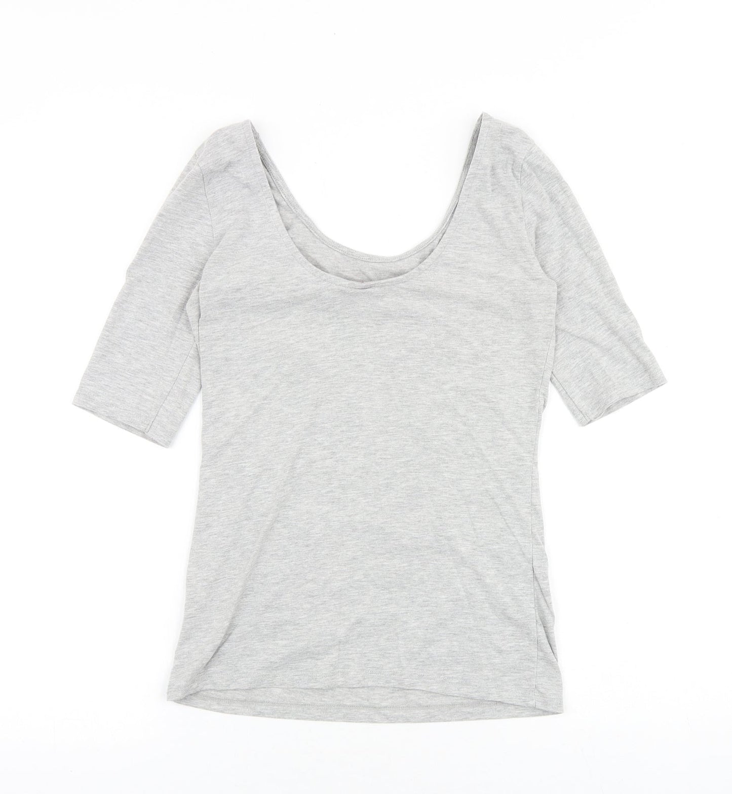 H&M Womens Grey Cotton Basic T-Shirt Size S Scoop Neck - Stockholm Tokyo Berlin