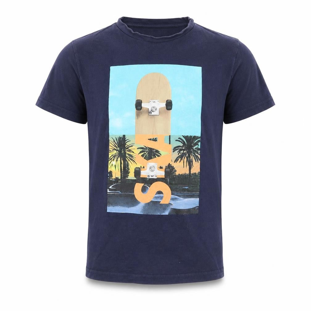 Lily&Dan Boys Blue Cotton Basic T-Shirt Size 11-12 Years Round Neck Pullover