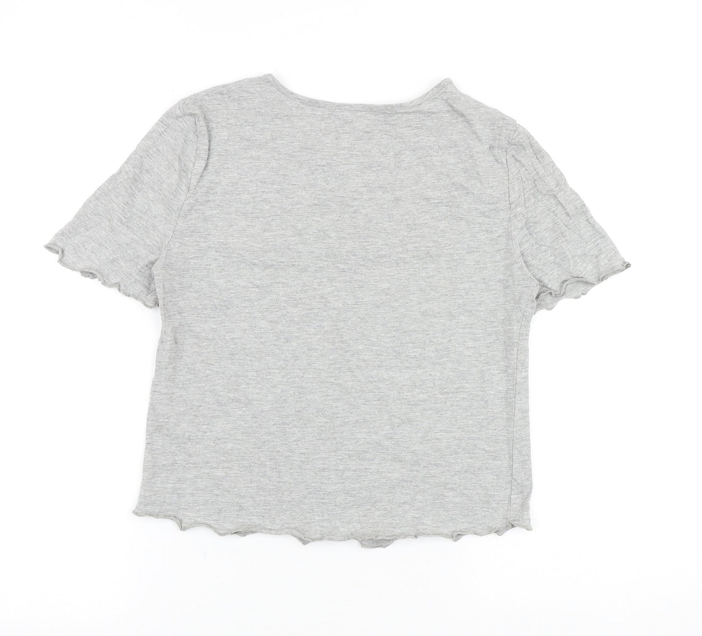 Select Womens Grey Cotton Basic T-Shirt Size M Round Neck - Too Cute To Care
