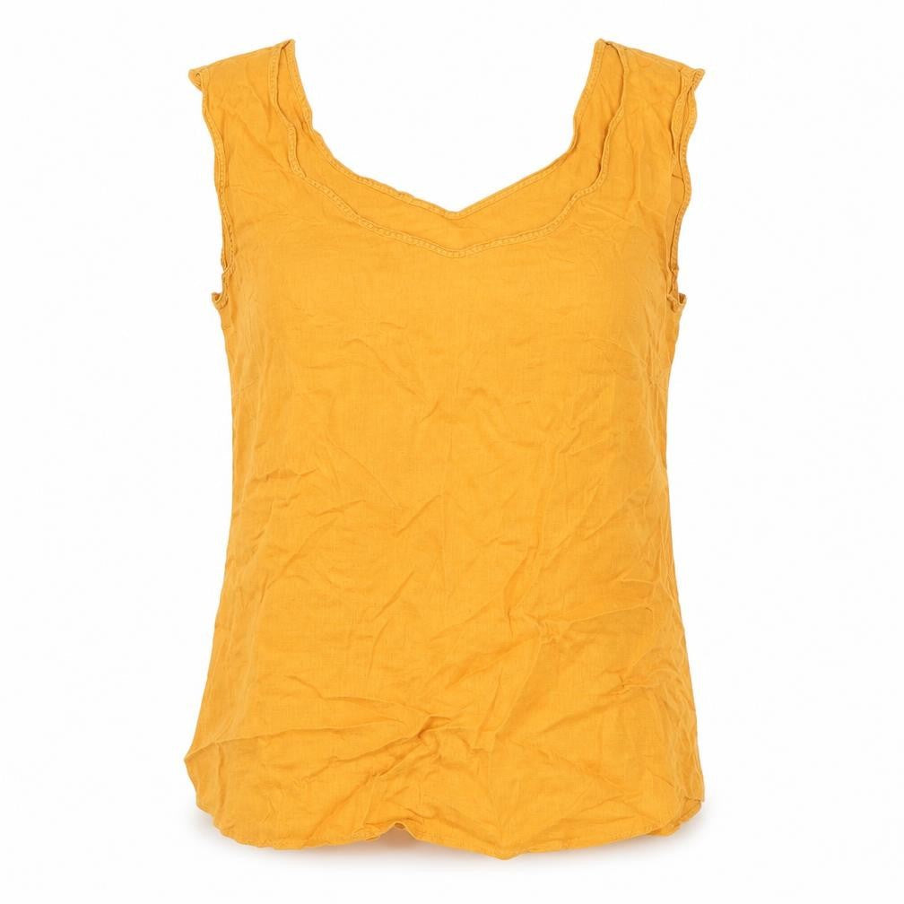 Dana Buchman Womens Yellow Linen Basic Tank Size 10 V-Neck