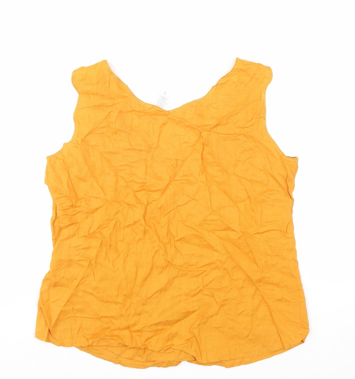 Dana Buchman Womens Yellow Linen Basic Tank Size 10 V-Neck