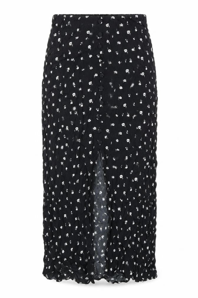 Divided Womens Black Floral Viscose Peasant Skirt Size 8 Zip