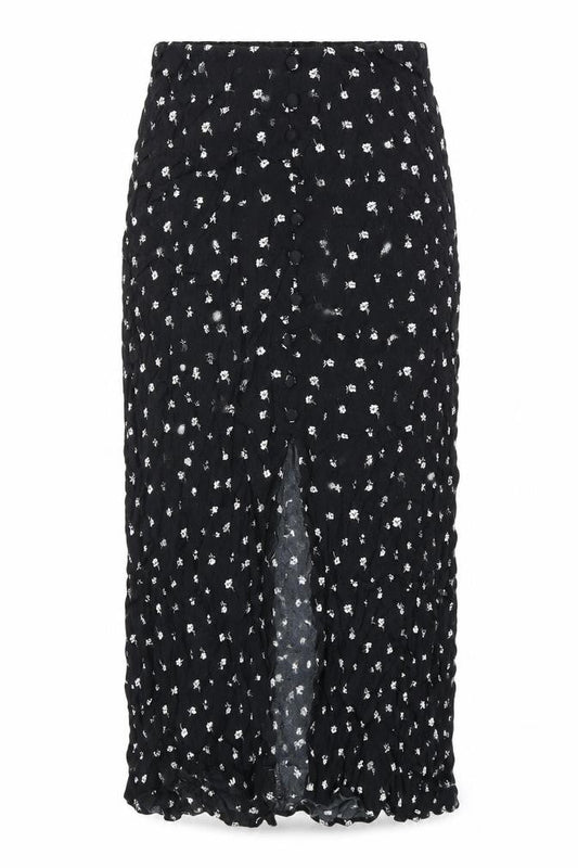Divided Womens Black Floral Viscose Peasant Skirt Size 8 Zip