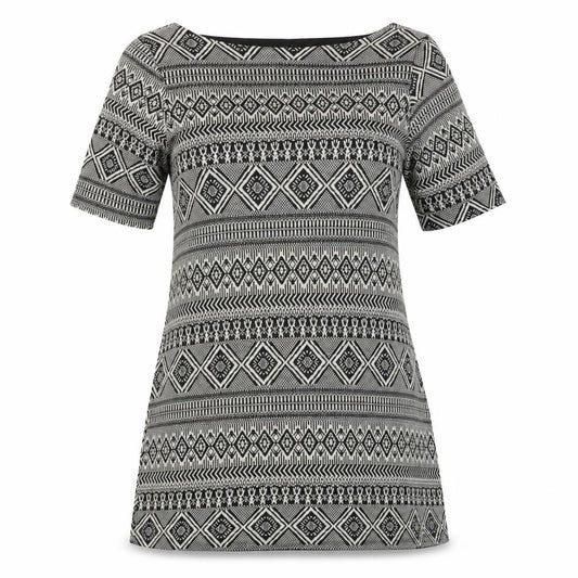 River Island Womens Black Geometric Polyester A-Line Size 10 Boat Neck Pullover