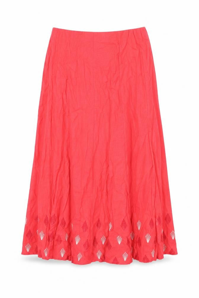 Marks & Spencer Womens Red Geometric Polyester Swing Skirt Size 32 in