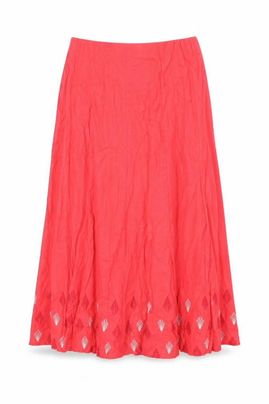 Marks & Spencer Womens Red Geometric Polyester Swing Skirt Size 32 in