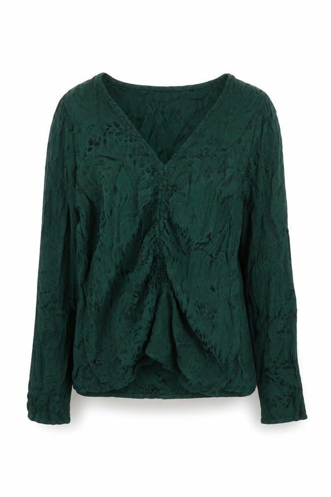 H&M Womens Green Geometric Viscose Basic Blouse Size 6 V-Neck