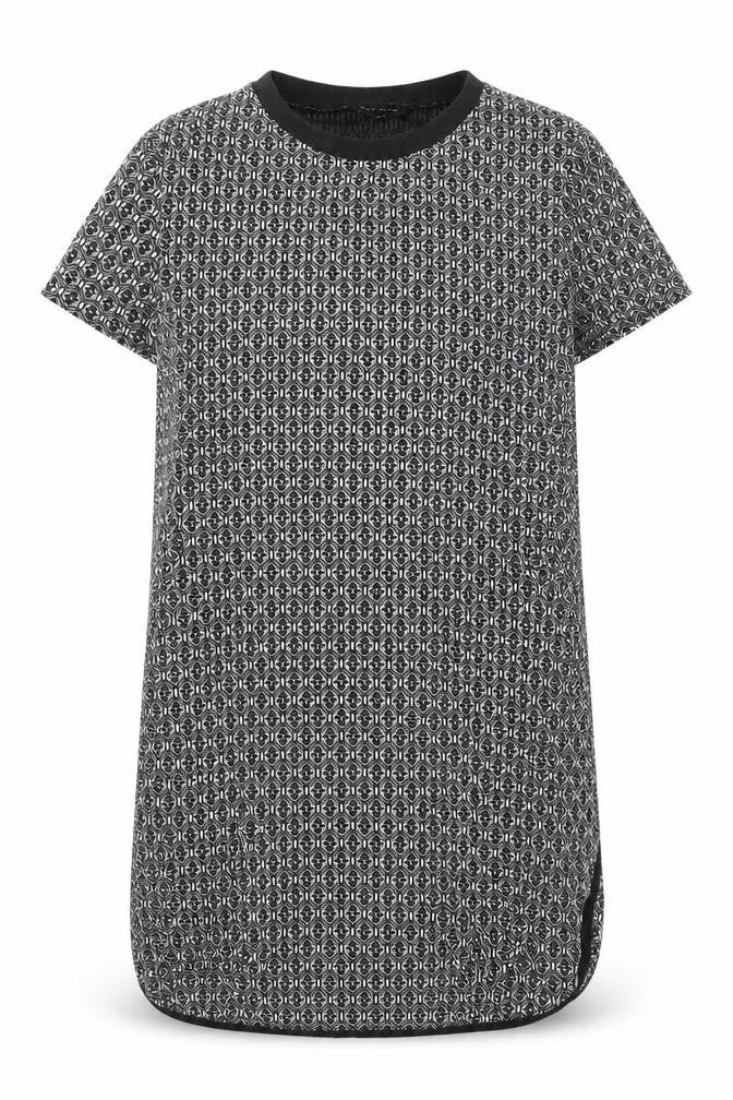 New Look Womens Black Geometric Polyester A-Line Size 12 Round Neck Pullover