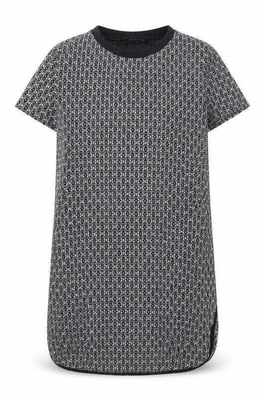 New Look Womens Black Geometric Polyester A-Line Size 12 Round Neck Pullover