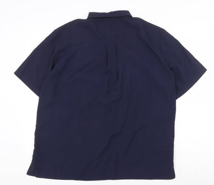 St Michael Womens Blue Polyester Basic Button-Up Size 14 Collared
