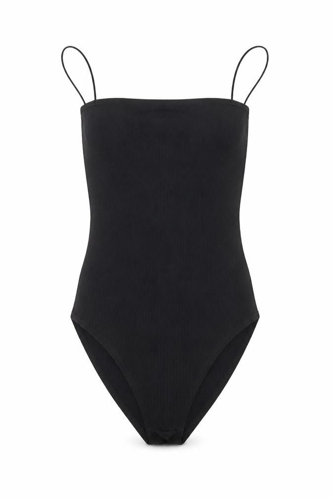 Boohoo Womens Black Cotton Bodysuit One-Piece Size 6 Pullover - Ribbed