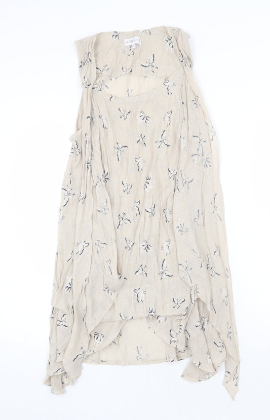 Apricot Womens Beige Geometric Viscose Trapeze & Swing Size 10 Round Neck Pullover - Butterfly Pattern