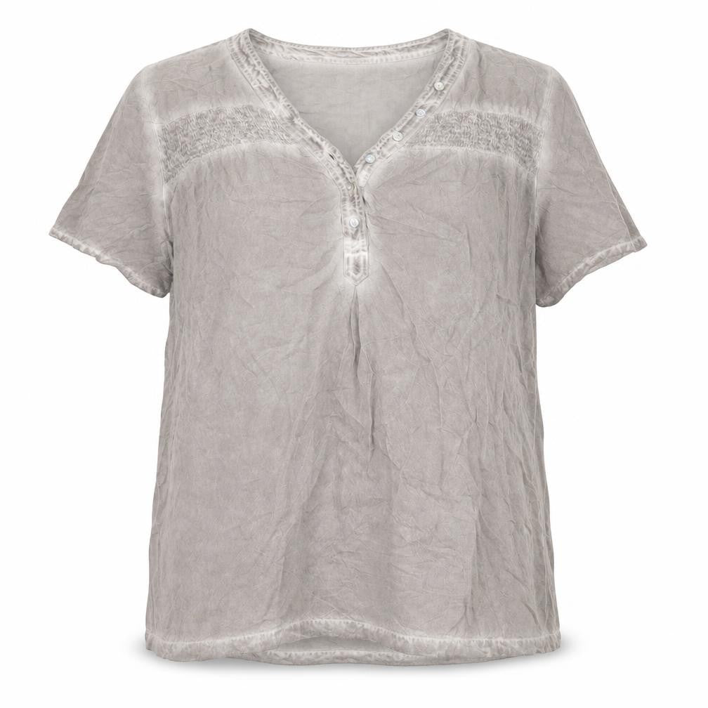Anna Rose Womens Grey Viscose Basic T-Shirt Size L V-Neck
