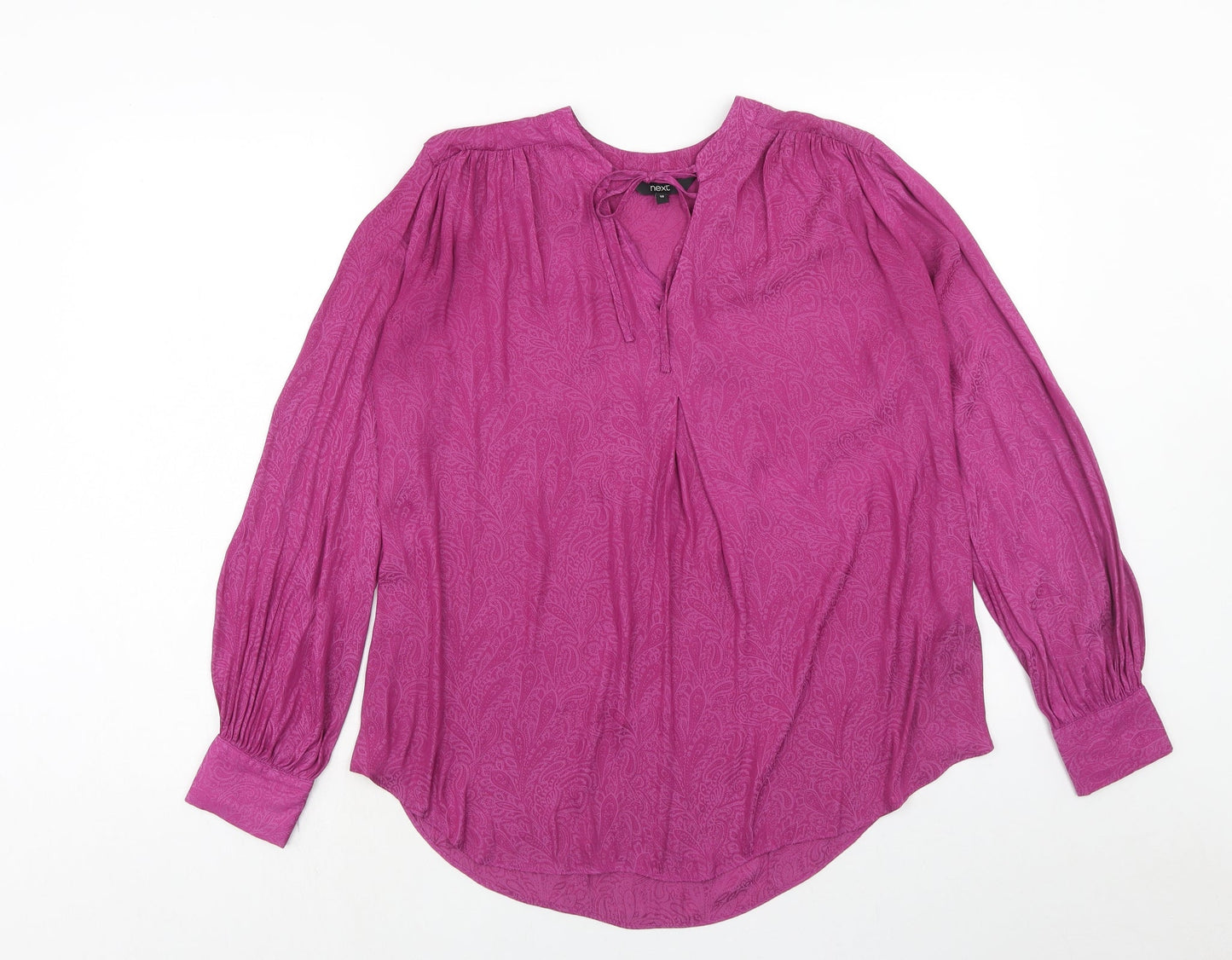 NEXT Womens Purple Paisley Polyester Basic Blouse Size 10 Round Neck