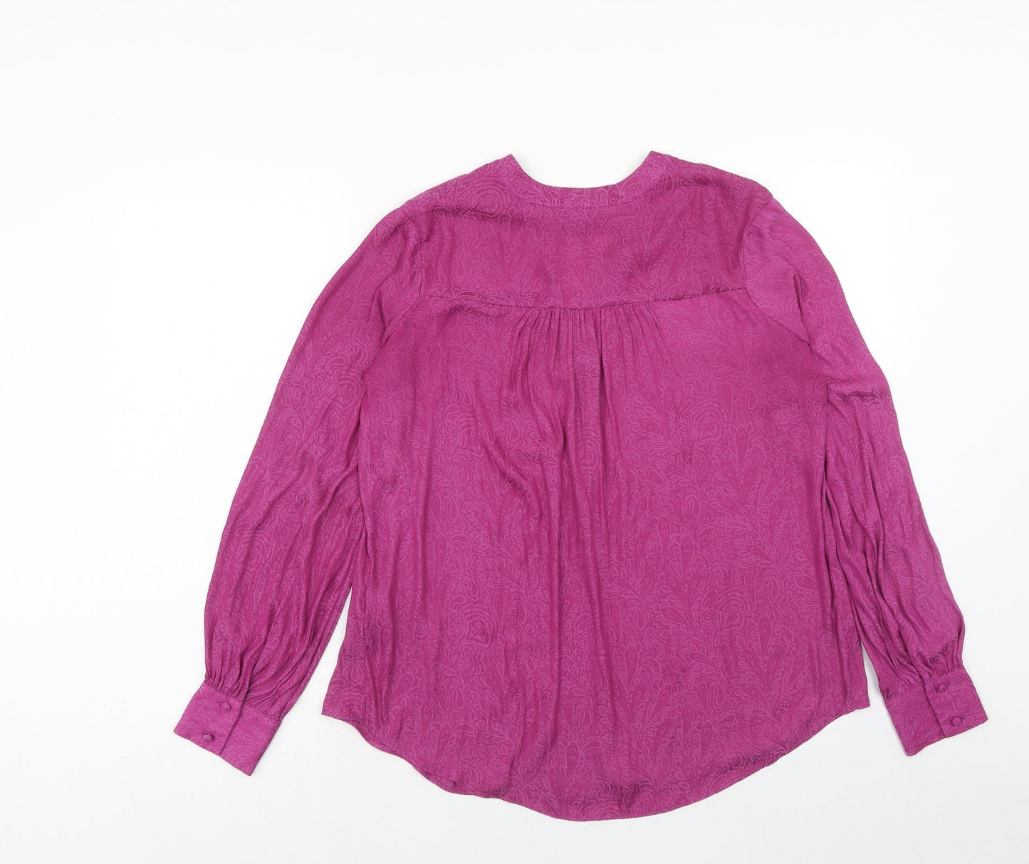 NEXT Womens Purple Paisley Polyester Basic Blouse Size 10 Round Neck