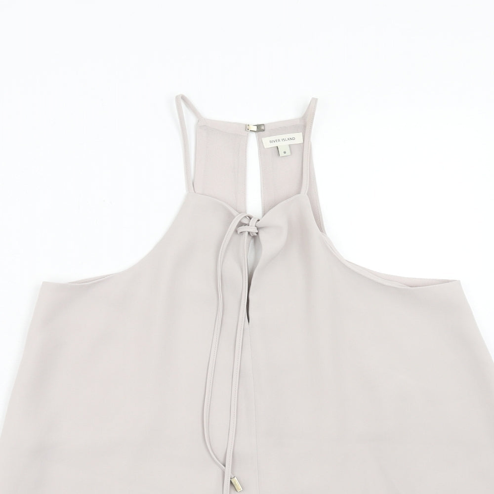 River Island Womens Beige Polyester Camisole Tank Size 8 Square Neck
