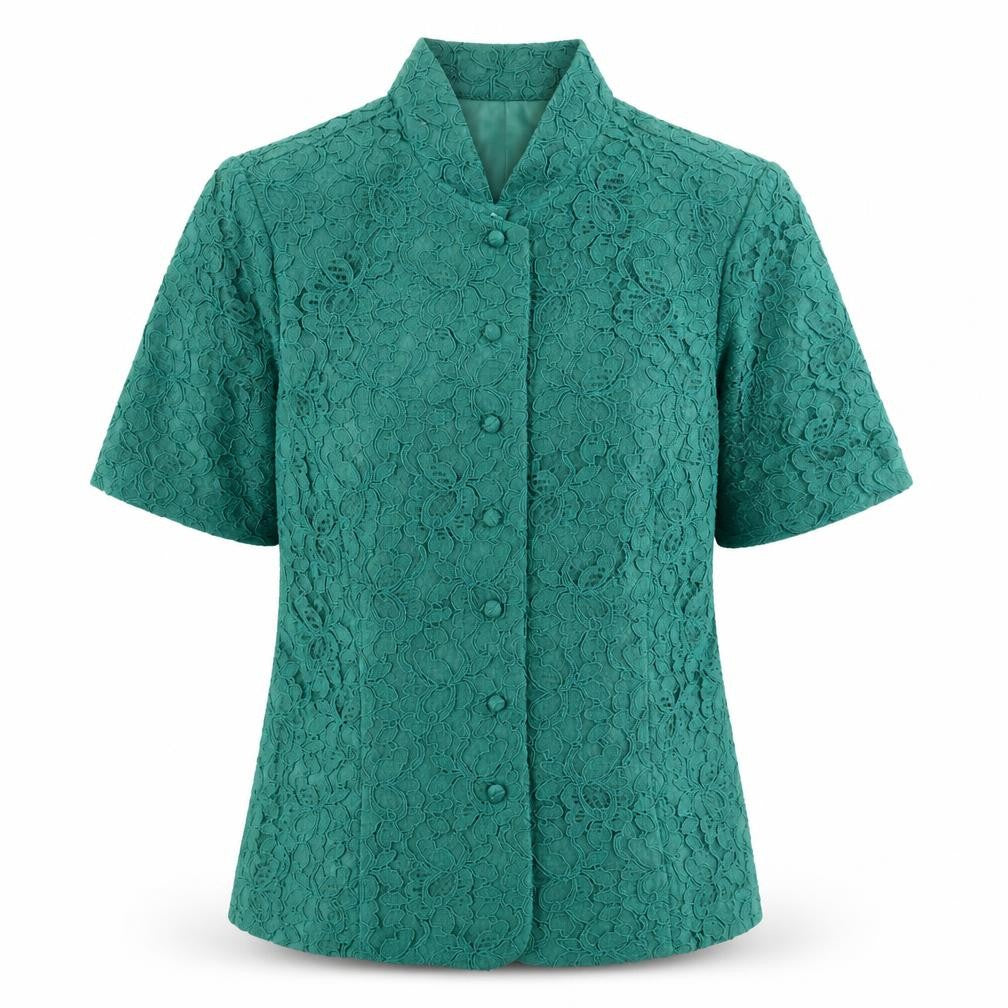 Together Womens Green Viscose Basic Button-Up Size 10 V-Neck