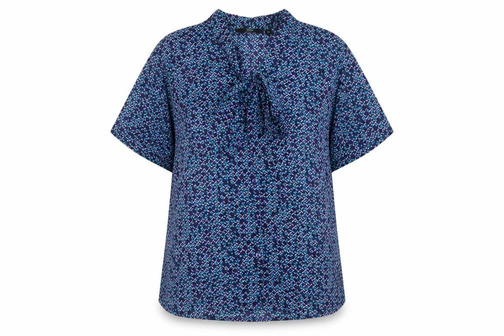 Simon jersey Womens Purple Geometric Polyester Basic Blouse Size 10 V-Neck