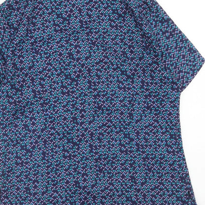 Simon jersey Womens Purple Geometric Polyester Basic Blouse Size 10 V-Neck