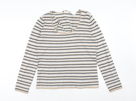Betty Barclay Womens Multicoloured Scoop Neck Striped Polyester Pullover Jumper Size 16
