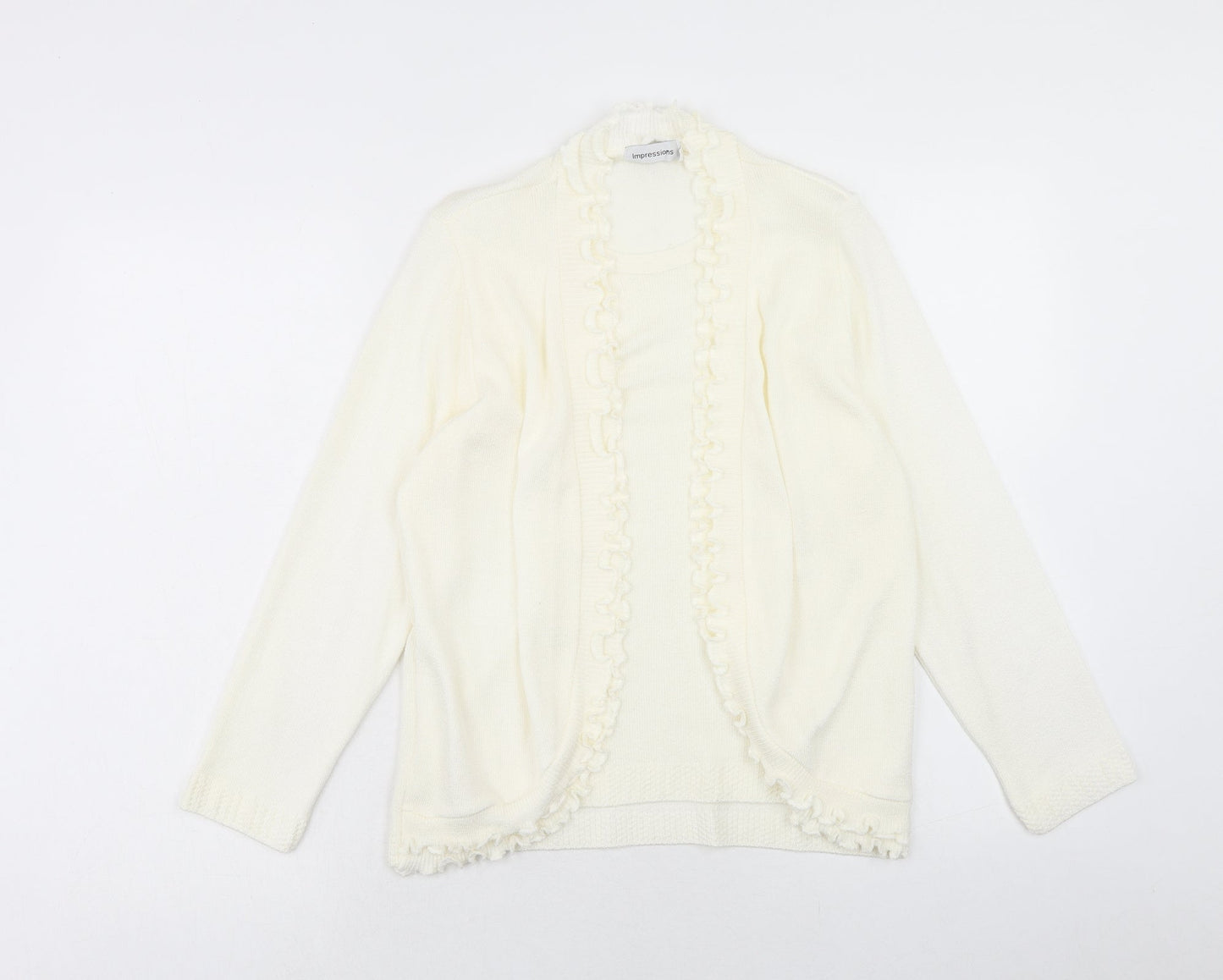 Impressions Womens Ivory V-Neck Acrylic Cardigan Jumper Size S - Size S-M