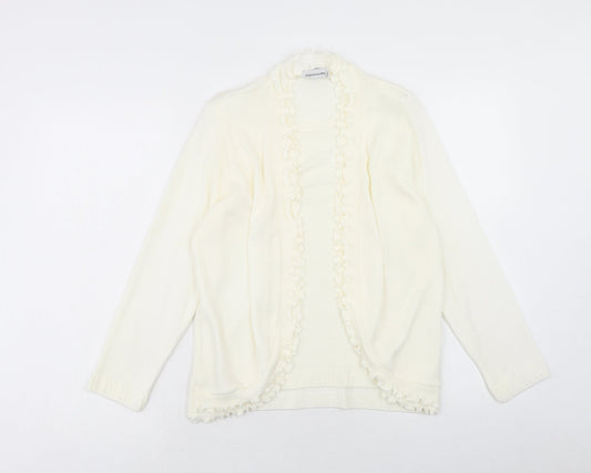 Impressions Womens Ivory V-Neck Acrylic Cardigan Jumper Size S - Size S-M