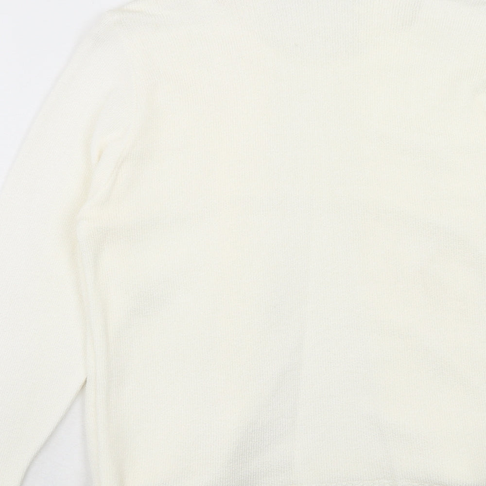 Impressions Womens Ivory V-Neck Acrylic Cardigan Jumper Size S - Size S-M