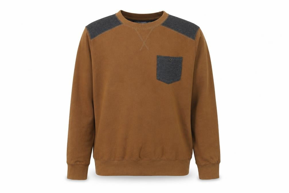 Twisted Soul Mens Brown Cotton Pullover Sweatshirt Size M - Elbow Patches