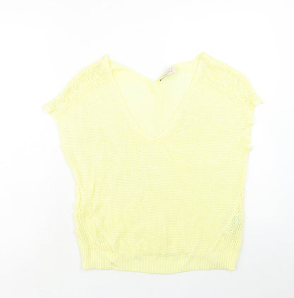 Per Una Womens Yellow Acrylic Basic Blouse Size 16 V-Neck