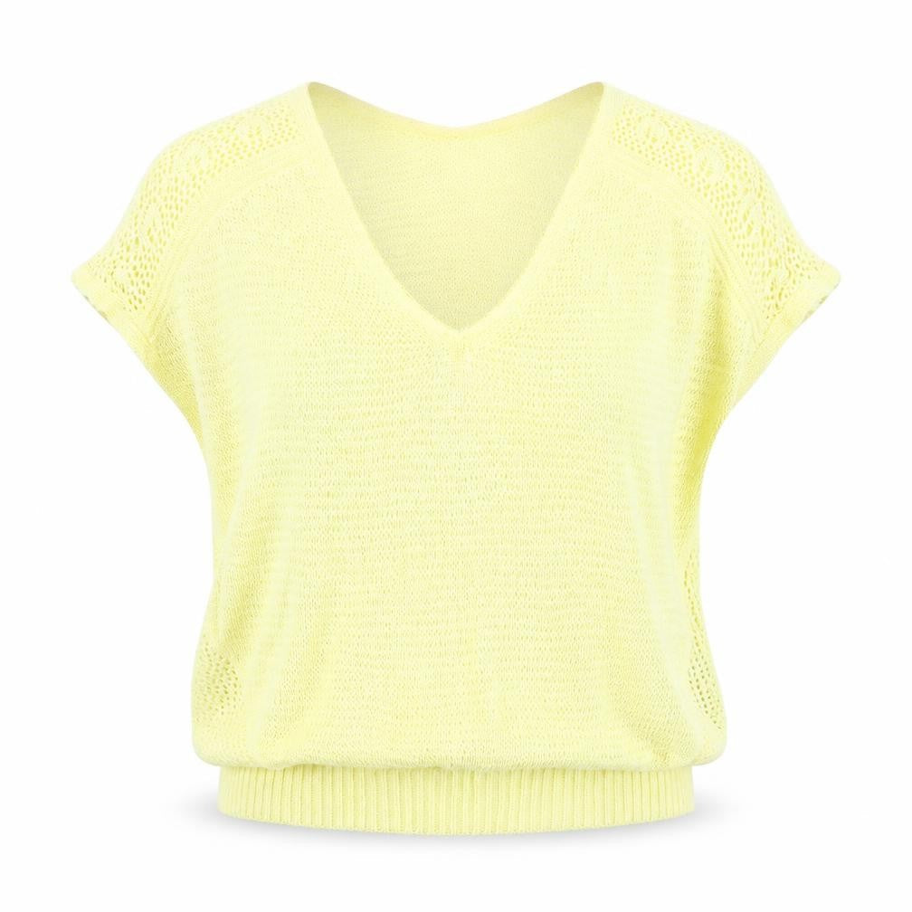 Per Una Womens Yellow Acrylic Basic Blouse Size 16 V-Neck