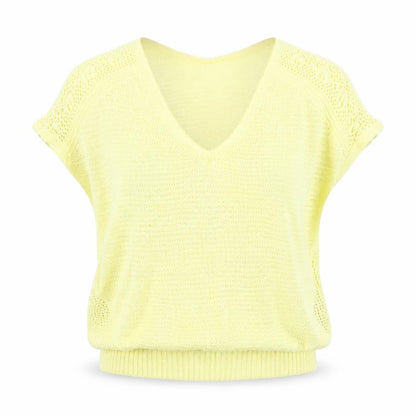 Per Una Womens Yellow Acrylic Basic Blouse Size 16 V-Neck