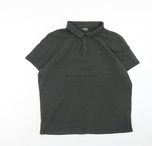 Nutmeg Mens Grey Cotton Polo Size L Collared Button