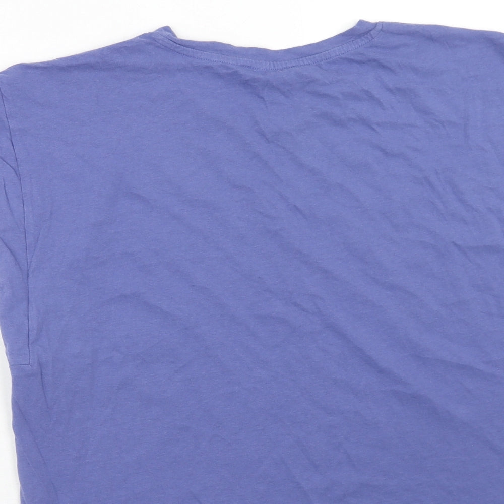 Zara Womens Purple Cotton Cropped Blouse Size L Round Neck