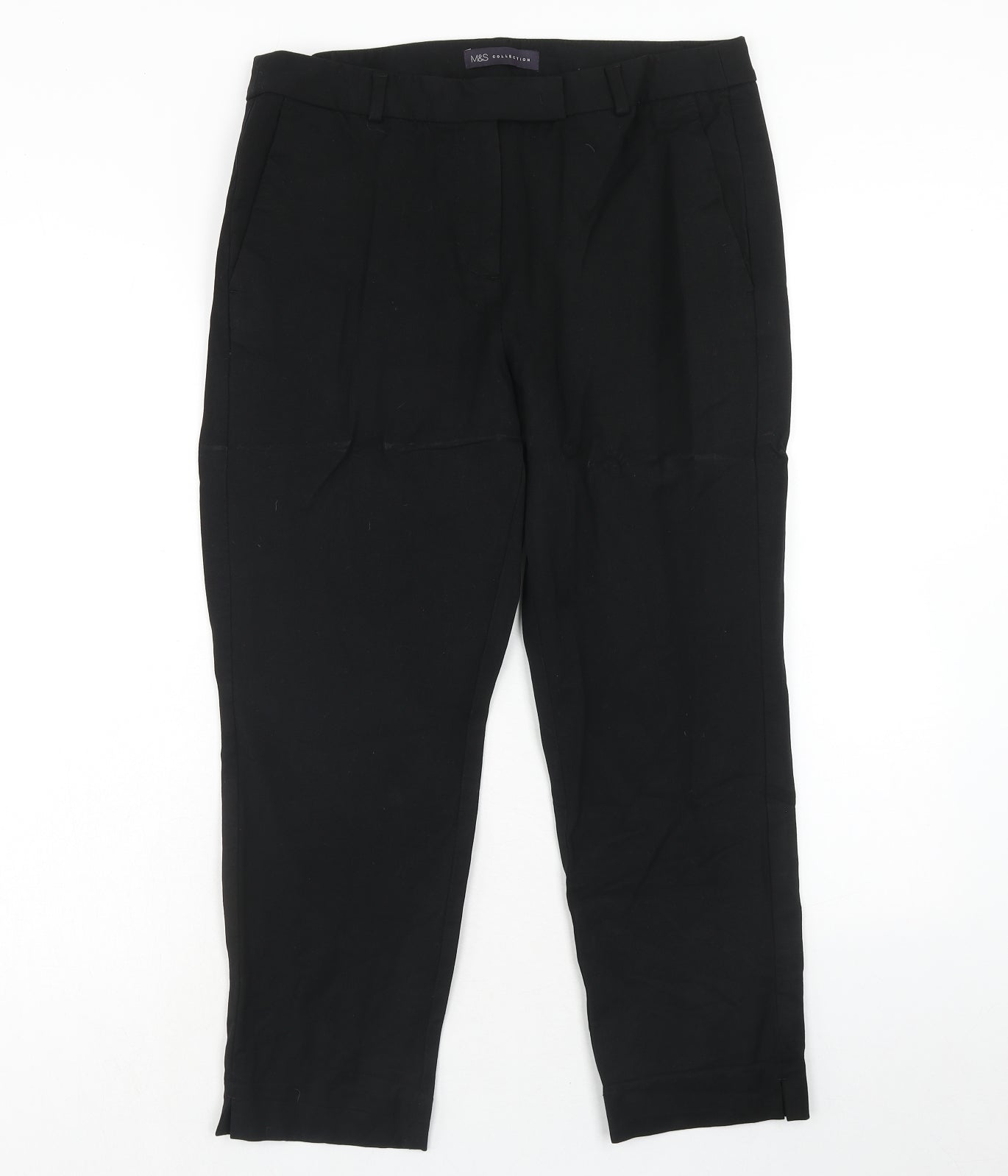 Marks and Spencer Womens Blue Viscose Trousers Size 14 Regular Hook & Eye
